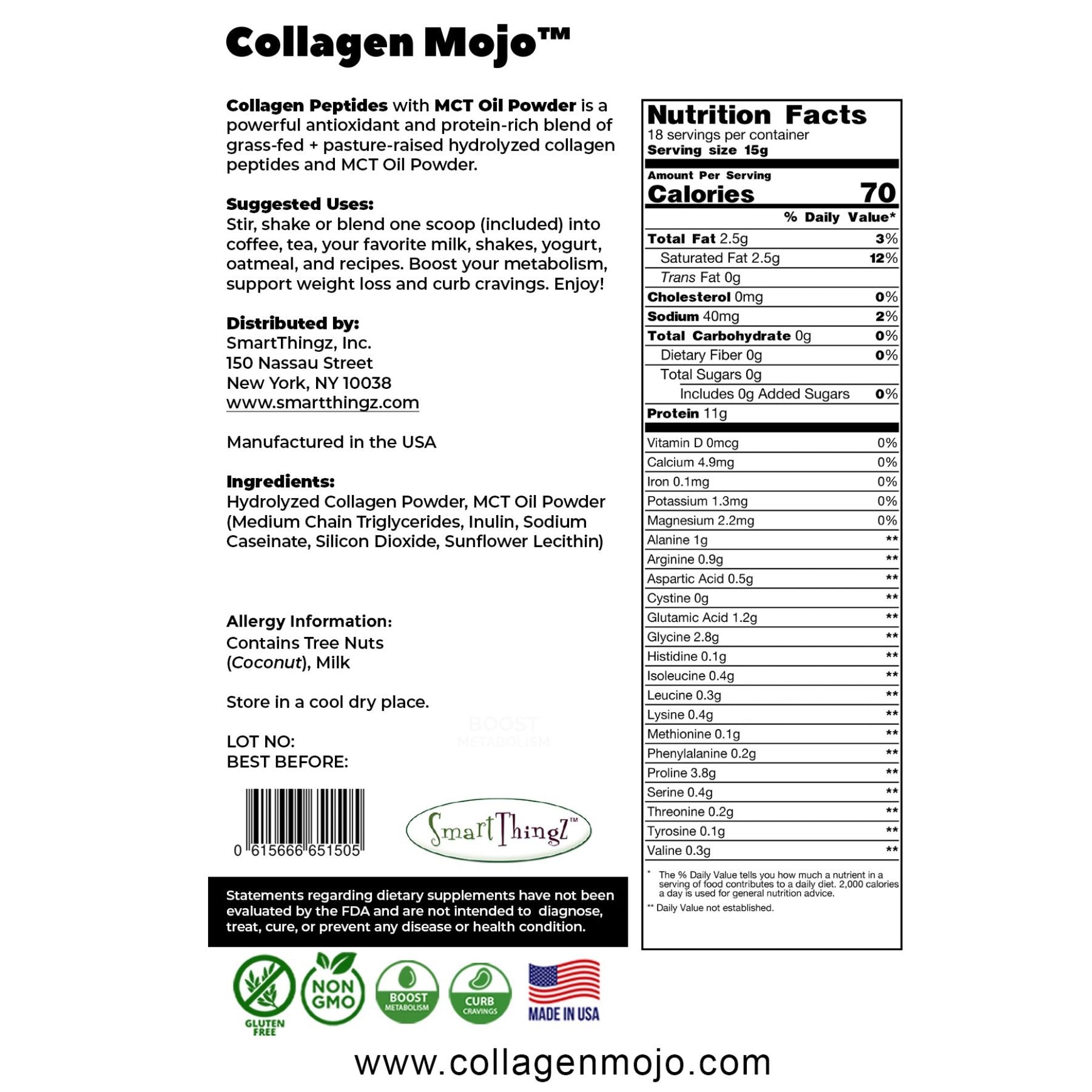 Unflavored Collagen Mojo with MCT Oil Powder - 10 oz.