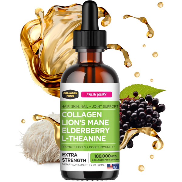 Liquid Collagen Peptides with Lion's Mane Mushroom, Elderberry & L-Theanine